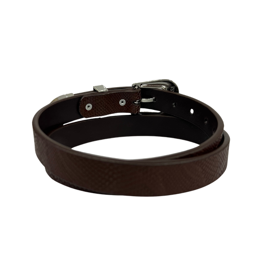 Cinturon vaquero en piel genuina para dama modelo #3075 Cafe 25mm