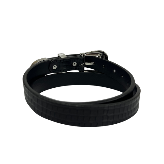 Cinturon vaquero en piel genuina para dama modelo #3075 Negro 25mm