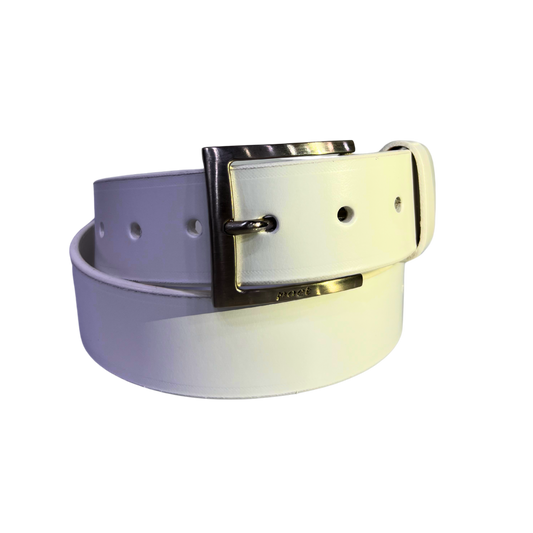 Cinturon casual en piel genuina para caballero modelo #1940 Blanco 40mm