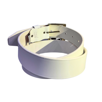 Cinturon casual en piel genuina para caballero modelo #1940 Blanco 40mm