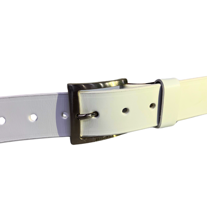 Cinturon casual en piel genuina para caballero modelo #1940 Blanco 40mm