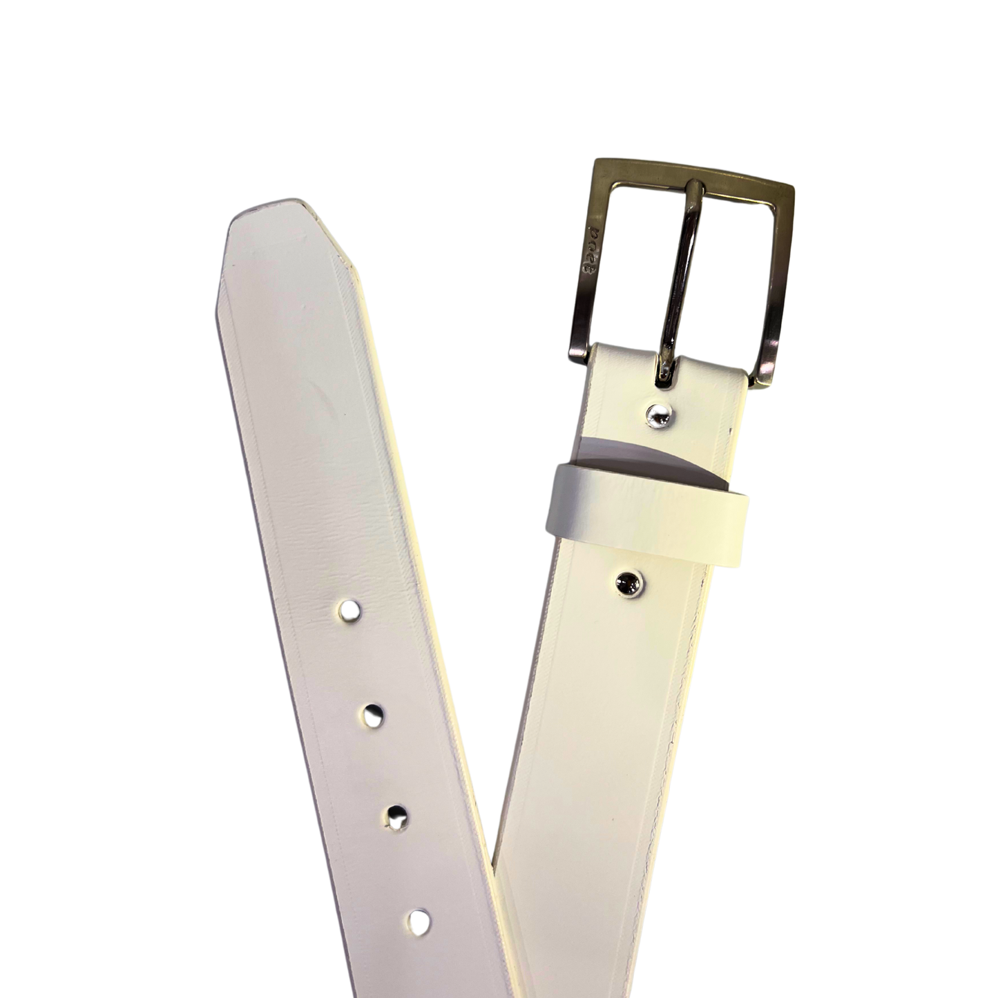 Cinturon casual en piel genuina para caballero modelo #1940 Blanco 40mm