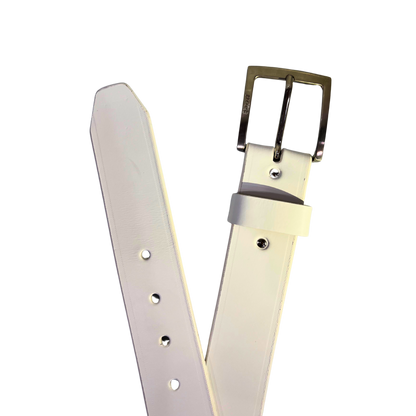 Cinturon casual en piel genuina para caballero modelo #1940 Blanco 40mm
