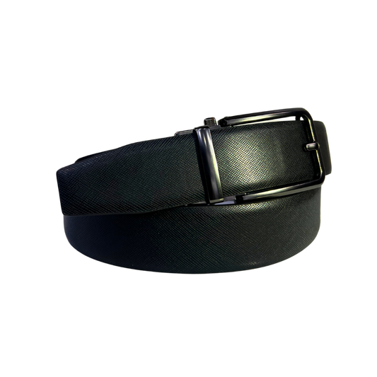 Cinturon de vestir en piel genuina para caballero modelo #2002 Negro 35mm