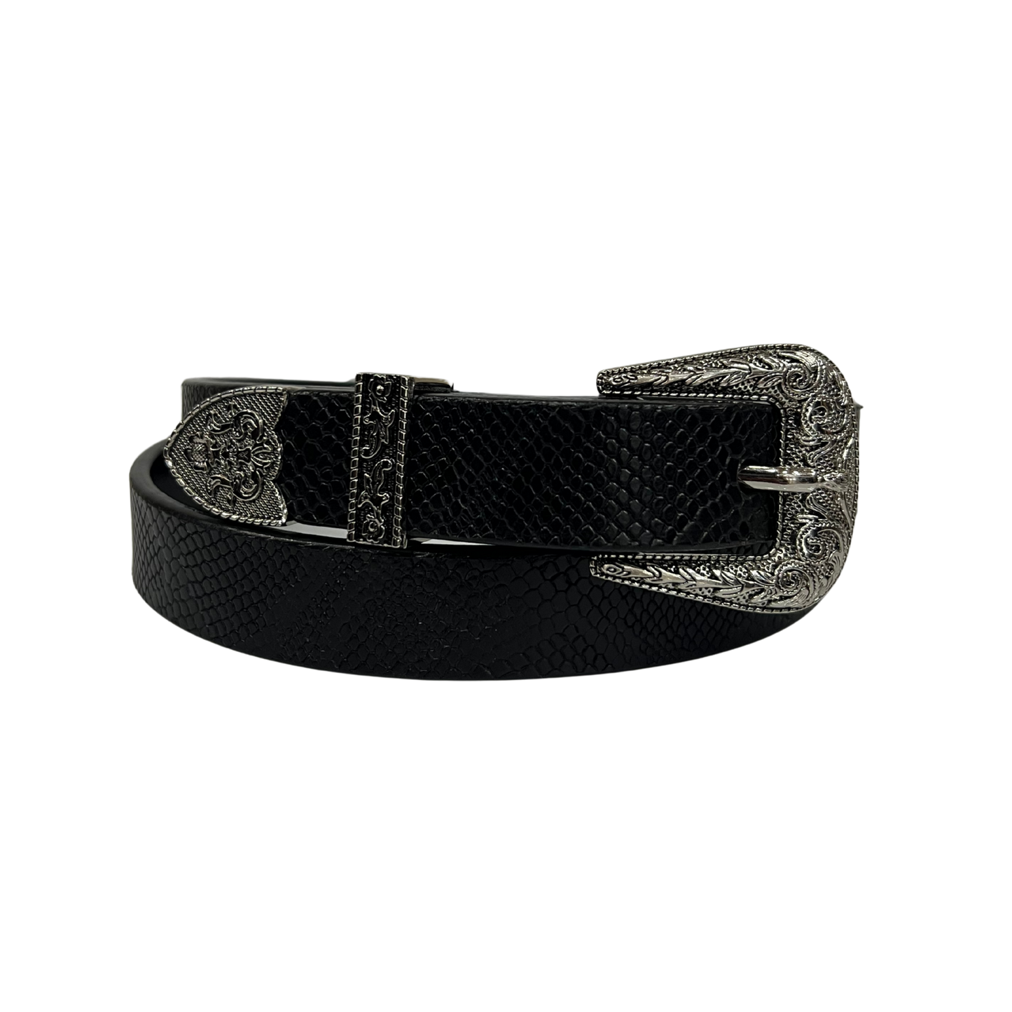 Cinturon vaquero en piel genuina para dama modelo #3075 Negro 25mm