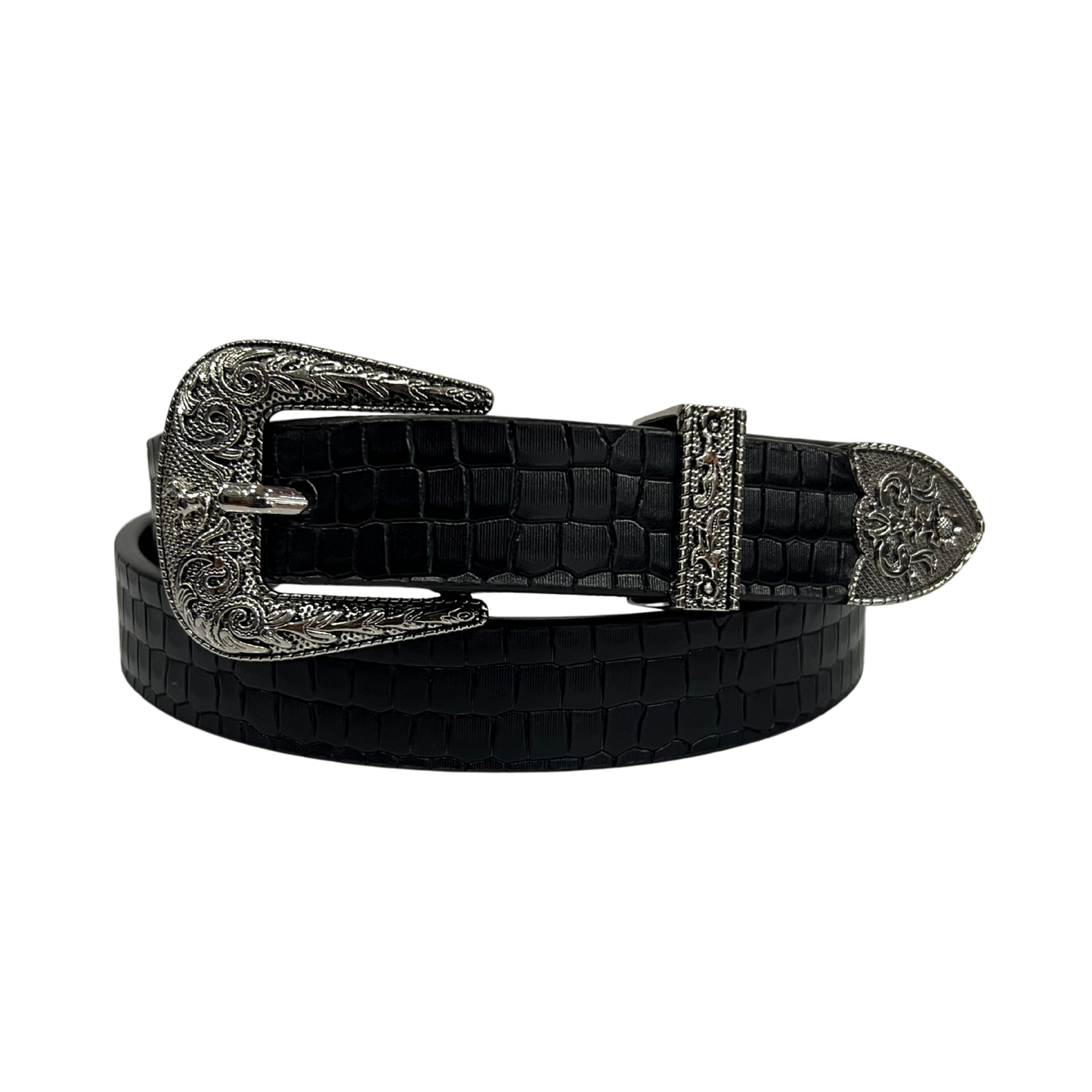 Cinturon vaquero en piel genuina para dama modelo #3075 Negro 25mm