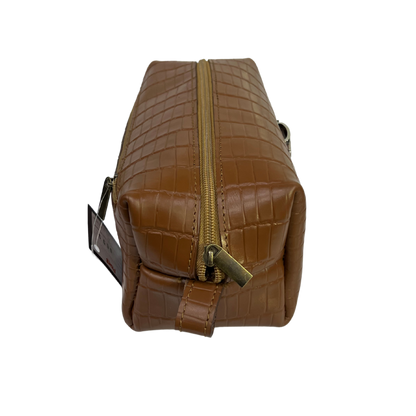 Bolsa de viaje en piel genuina color miel para dama y/o caballero modelo #0006