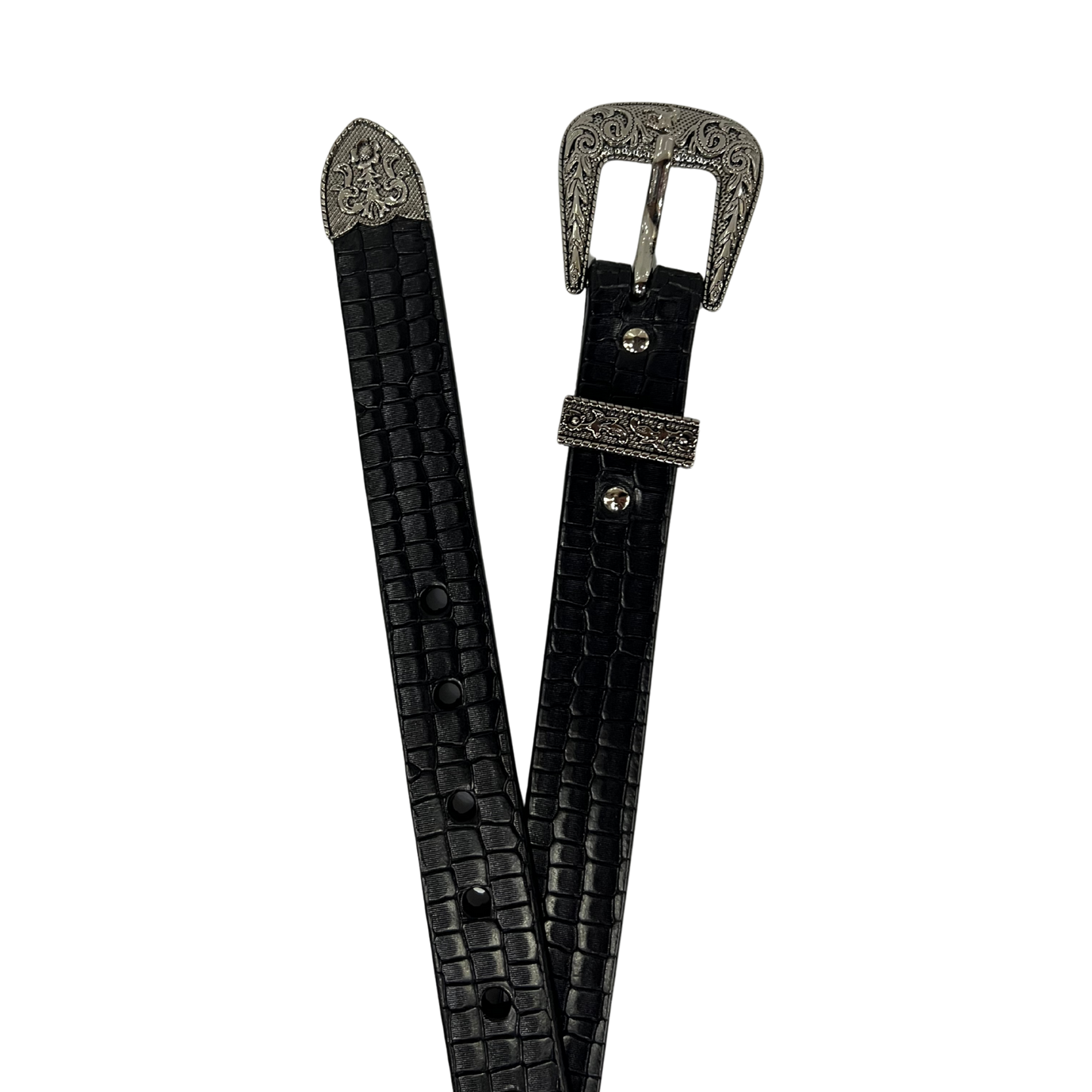 Cinturon vaquero en piel genuina para dama modelo #3075 Negro 25mm