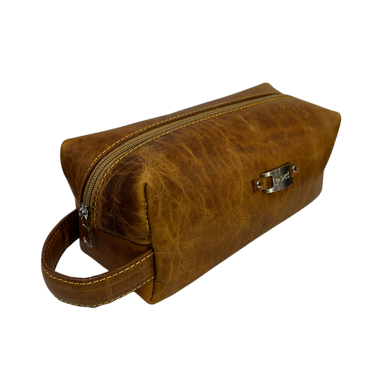Bolsa de viaje en piel genuina color miel para dama y/o caballero modelo #0008