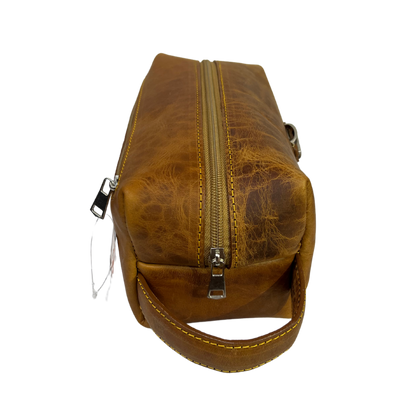 Bolsa de viaje en piel genuina color miel para dama y/o caballero modelo #0008