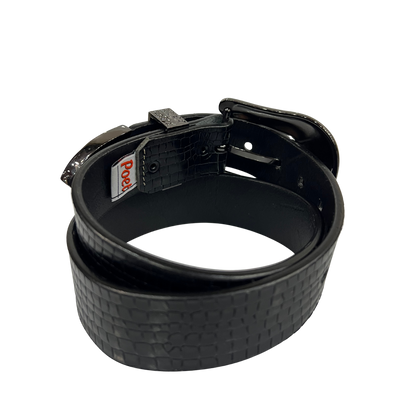 Cinturon vaquero en piel genuina para caballero modelo #3078 Negro (Hebilla CowBoy) 40mm