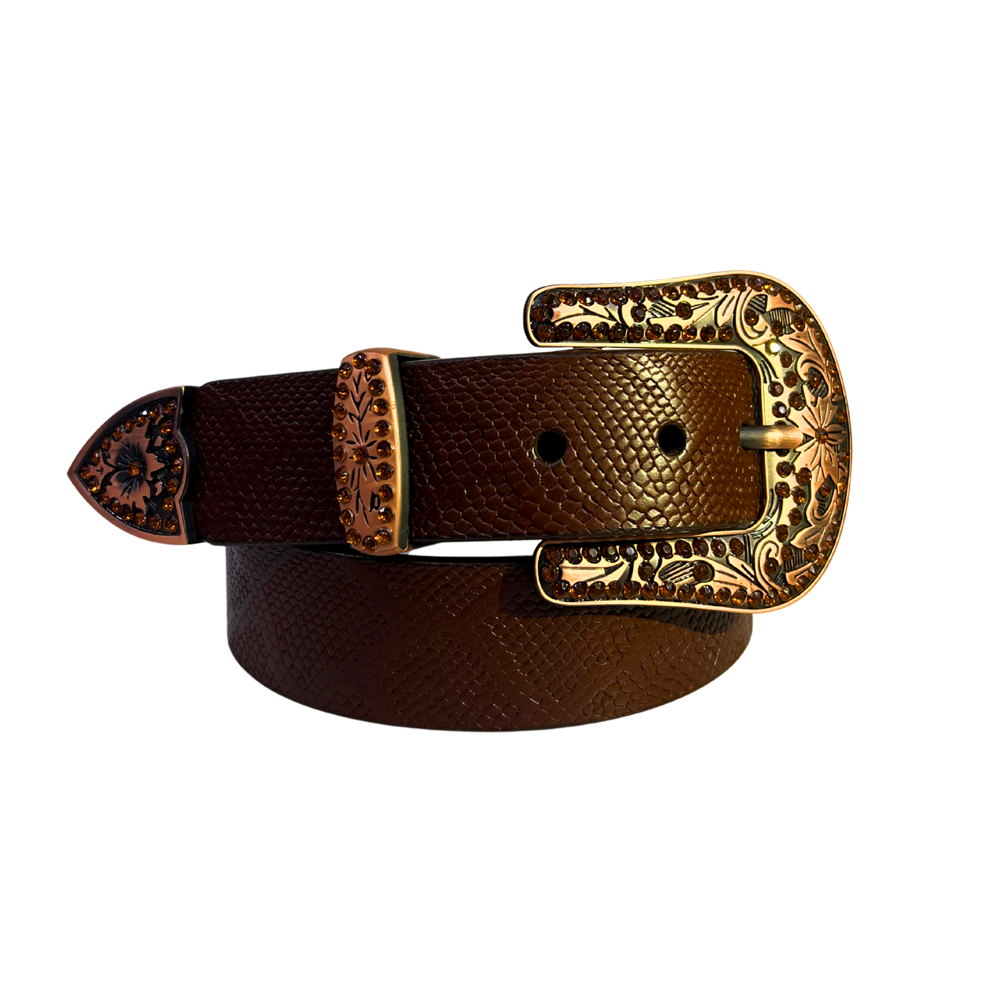 Cinturon vaquero en piel genuina para caballero modelo #3078 Cafe (edicion especial) 40mm