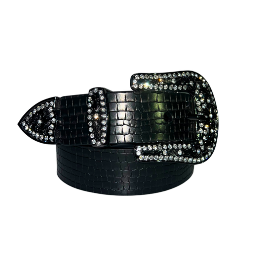 Cinturon vaquero en piel genuina para caballero modelo #3078 Negro (edicion especial) 40mm