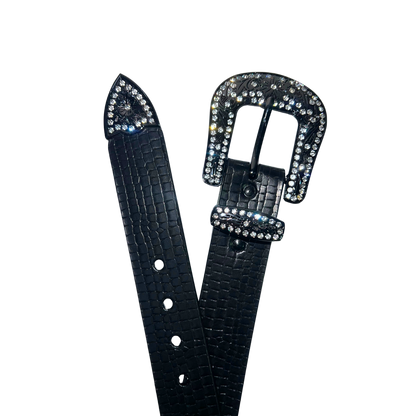 Cinturon vaquero en piel genuina para caballero modelo #3078 Negro (edicion especial) 40mm