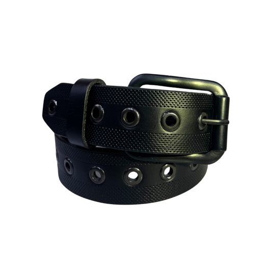 Cinturon casual en piel genuina para caballero modelo #5056 Negro 40mm