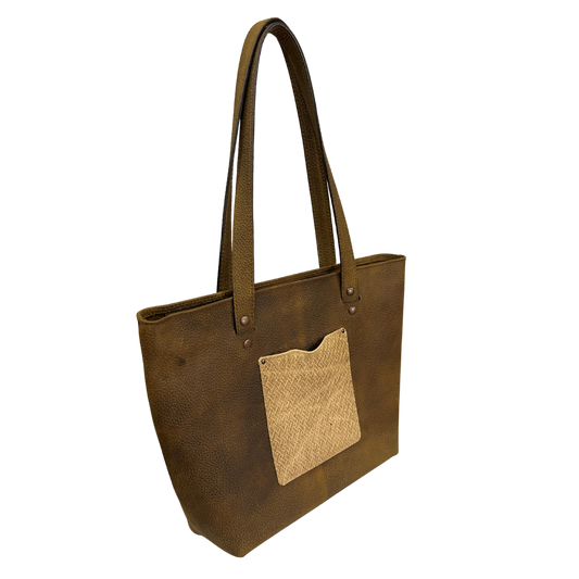Bolsa de mano casual en piel genuina color cafe desgastado para dama modelo #0005