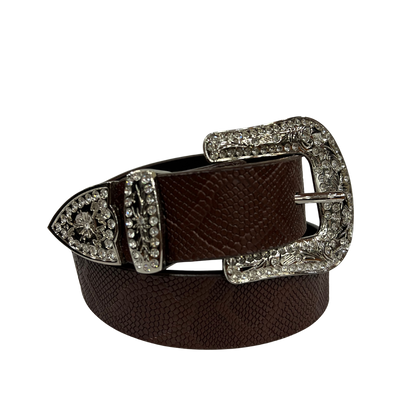 Cinturon estilo vaquero en piel genuina para caballero modelo #3078 Cafe Oscuro (edicion dragon) 40mm