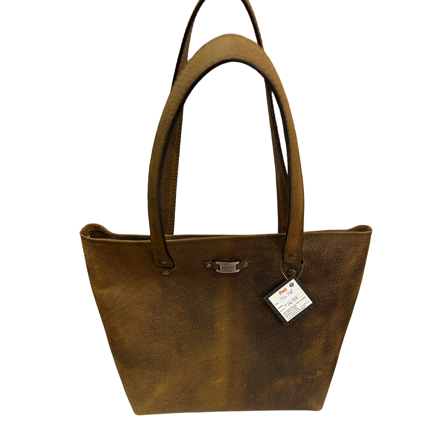 Bolsa de mano casual en piel genuina color cafe desgastado para dama modelo #0005