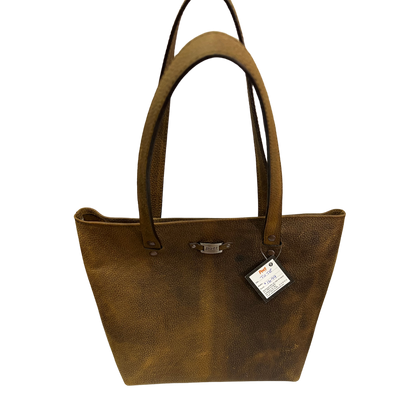 Bolsa de mano casual en piel genuina color cafe desgastado para dama modelo #0005