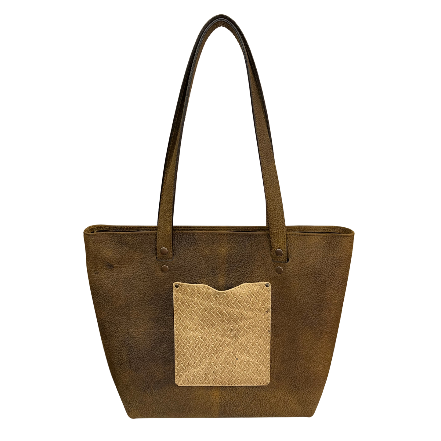 Bolsa de mano casual en piel genuina color cafe desgastado para dama modelo #0005