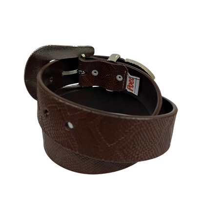 Cinturon estilo vaquero en piel genuina para caballero modelo #3078 Cafe Oscuro (edicion dragon) 40mm