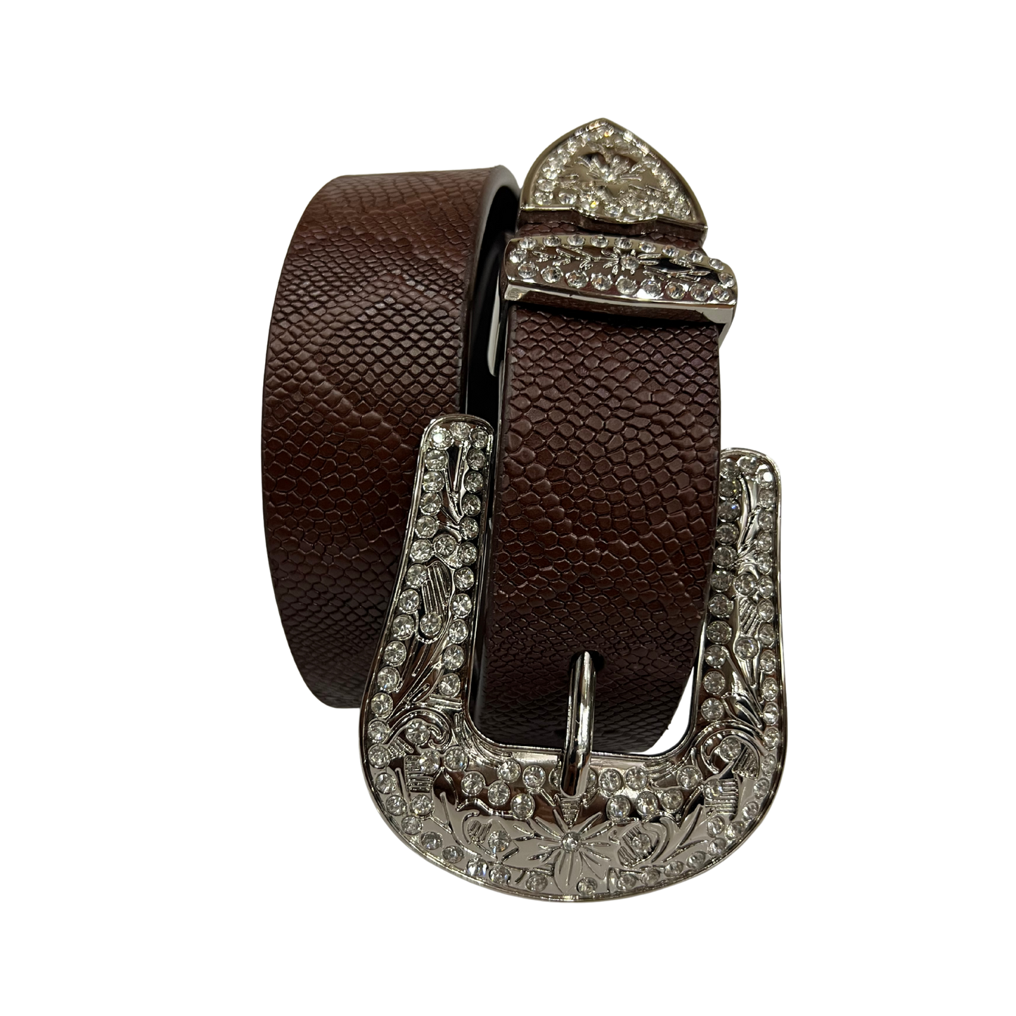 Cinturon estilo vaquero en piel genuina para caballero modelo #3078 Cafe Oscuro (edicion dragon) 40mm