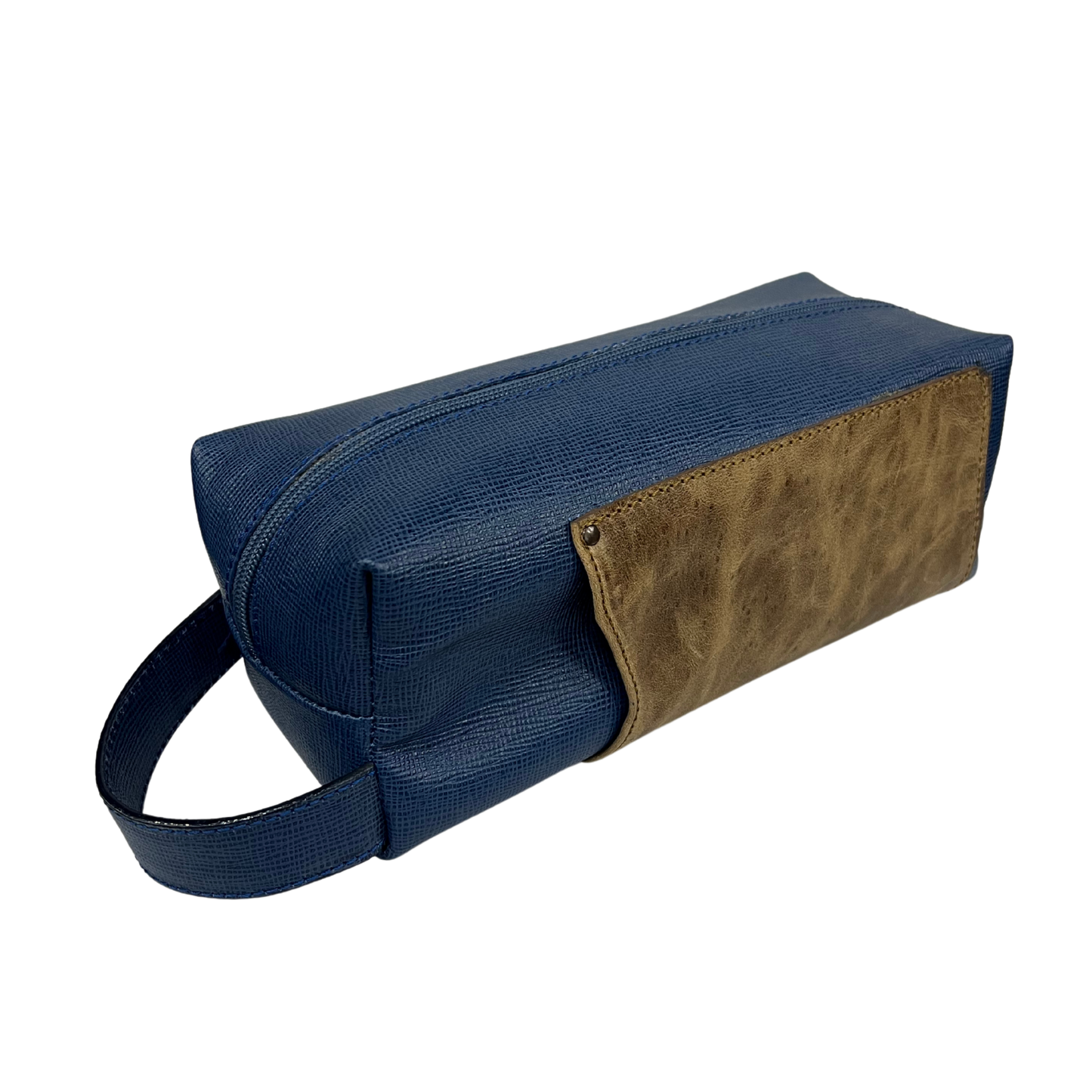 Bolsa de viaje en piel genuina color azul marino para dama y/o caballero modelo #0002